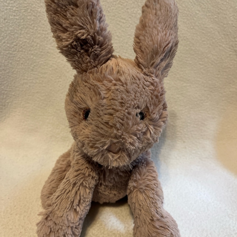 Jellycat Starry Eyed Bunny Sparkle Glitter Eye Brown Plush Toy Stuffed Animal E8 - Picture 2 of 9